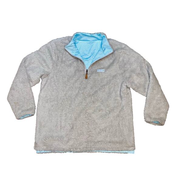 USA Palm Reversible Sherpa Fleece Pullover 1/4 Zip Gray Blue Men’s Size XL - Picture 1 of 10